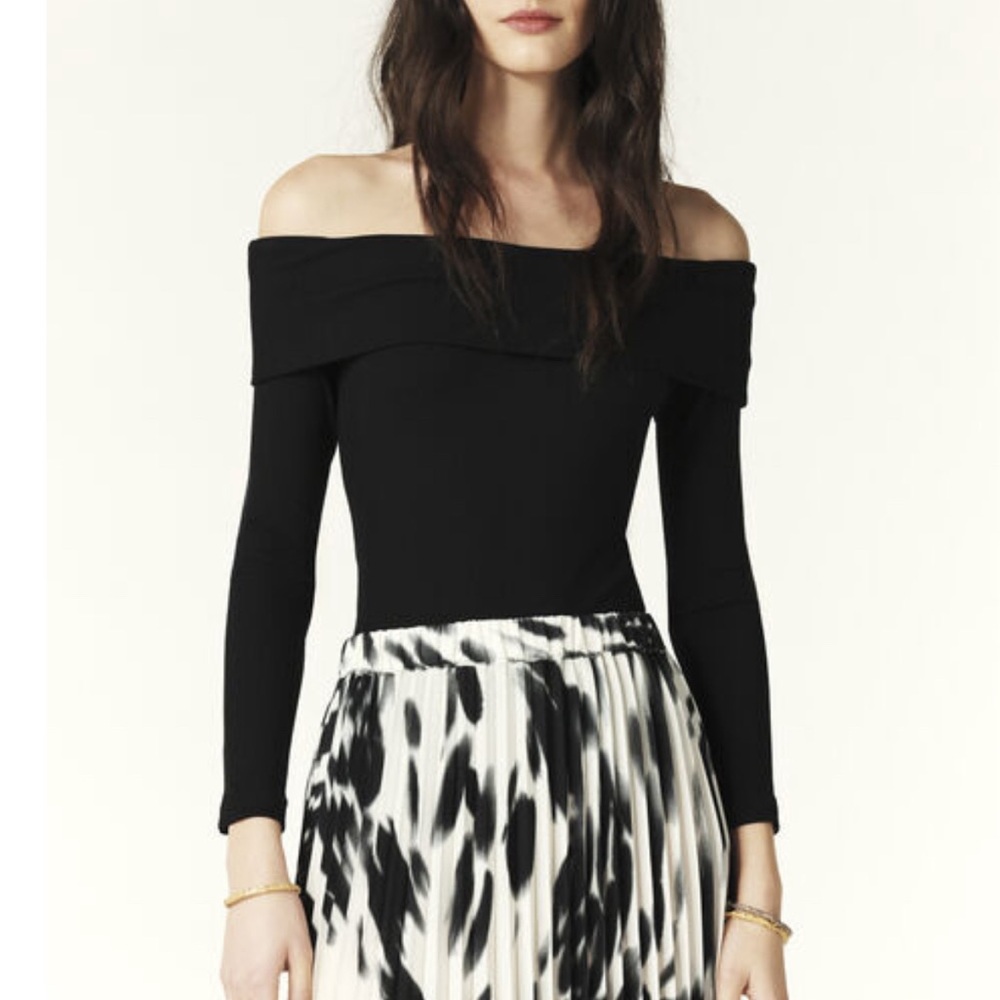 ba&sh Black Off-Shoulder Long Sleeve Top